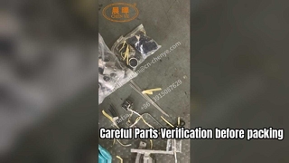 Verificação cuidadosa das peças antes da embalagem e envio da máquina de tricô de urdidura